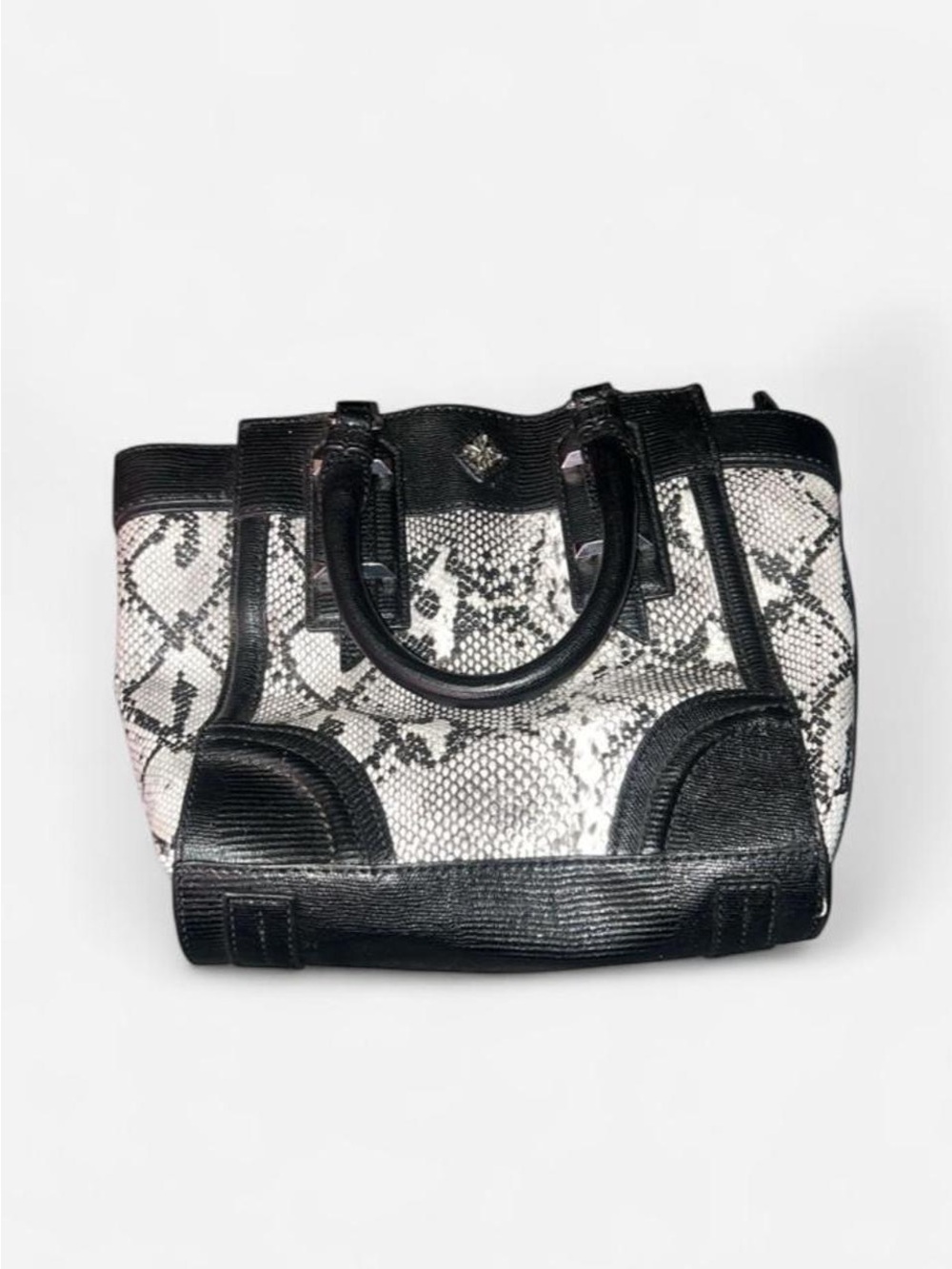 Vera Bradley Black and White Snake-Print Shoulder Tote